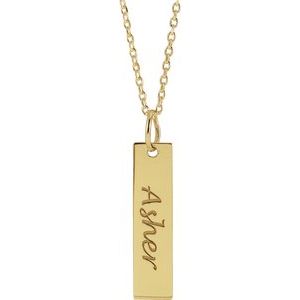 18K Yellow Gold-Plated Sterling Silver 20x5 mm Engravable Bar 16-18" Necklace
