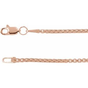 14K Yellow Or White Or Rose Gold Or Sterling Silver 1.8 Mm Lobster Clasp Polished Rounded Box Chain