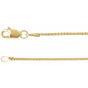 14K Yellow Or Rose Gold Or Sterling Silver 1 Mm Lobster Clasp Polished Rounded Box Chain