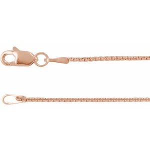 14K Yellow Or Rose Gold Or Sterling Silver 1 Mm Lobster Clasp Polished Rounded Box Chain