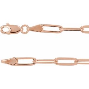 14K Yellow Or White Or Rose Gold Or Sterling Silver 3.85 mm Lobster Clasp Polished Paperclip-Style Chain