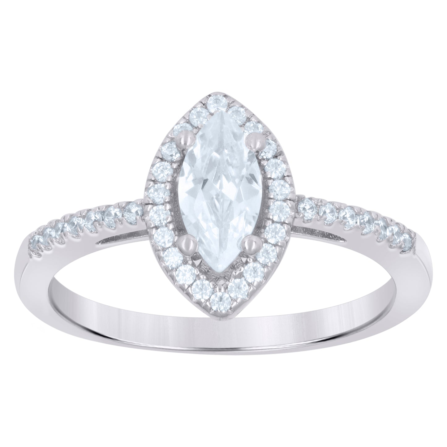 Sterling Silver Womens Marquise Cubic Zirconia Fashion Bridal Anniversary Wedding Engagement Band Ring