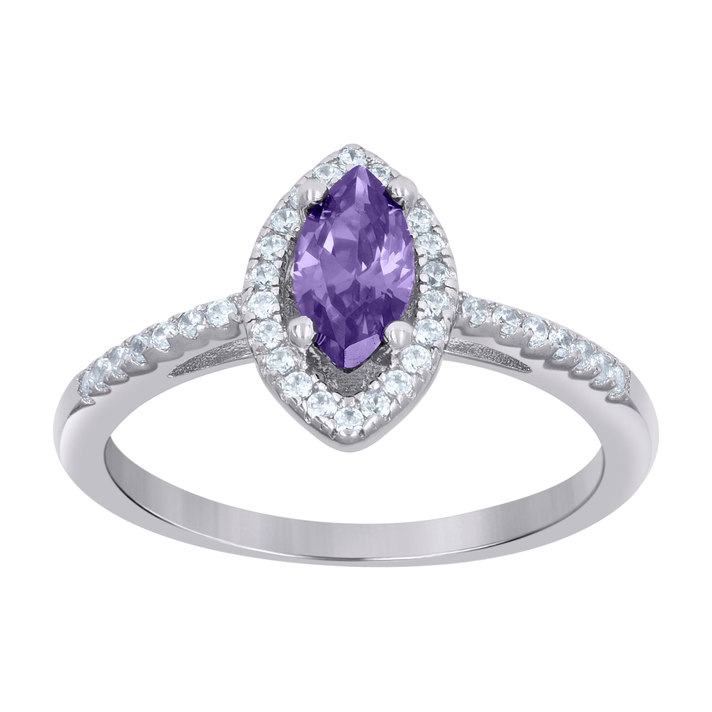 Sterling Silver Womens Marquise Cubic Zirconia Fashion Bridal Anniversary Wedding Engagement Band Ring