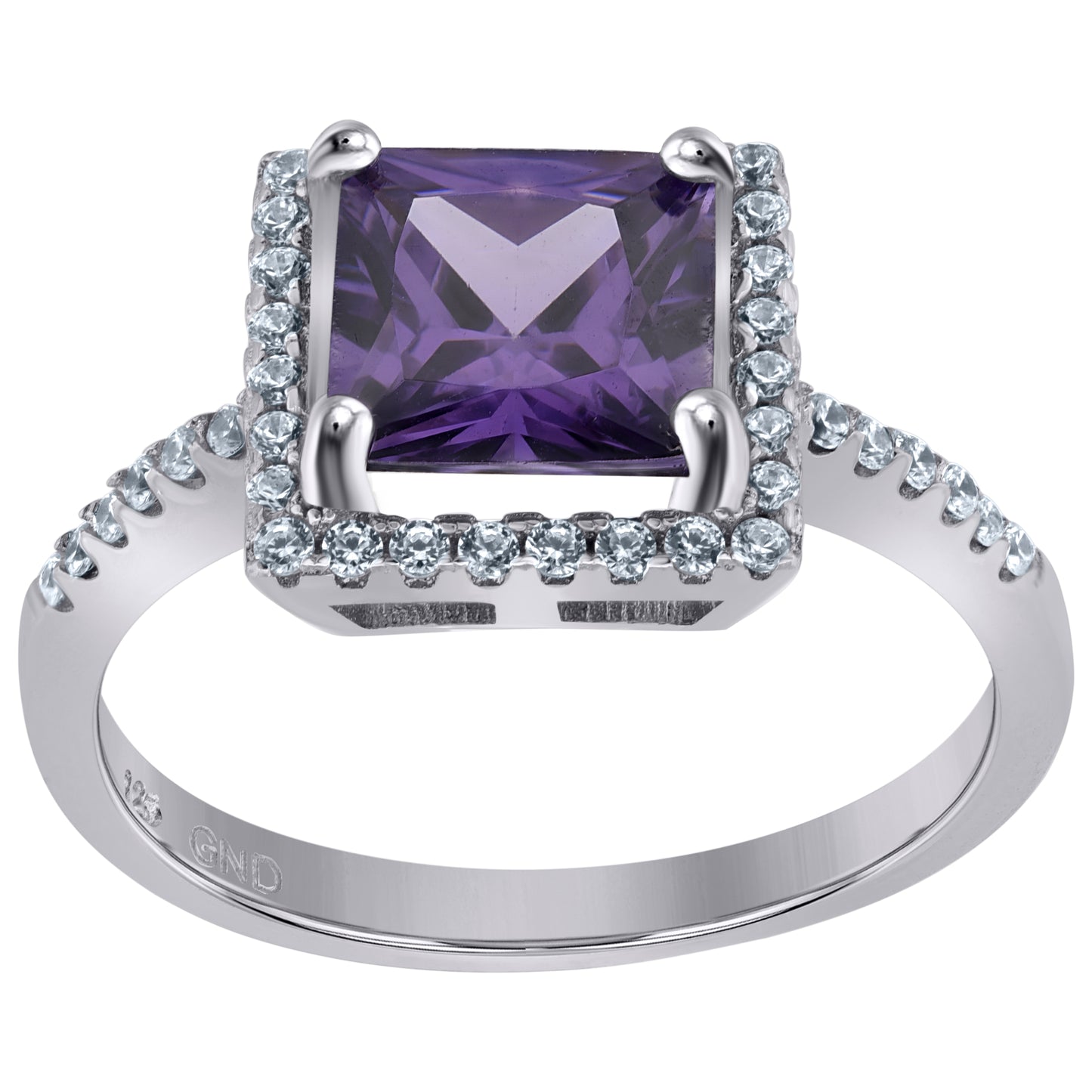 Sterling Silver Womens Purple Princess Cut Cubic Zirconia Fashion Bridal Anniversary Wedding Engagement Band Ring