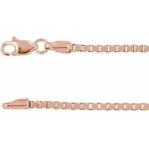 14K Yellow Or White Or Rose Gold 1.82 Mm 7 In Lobster Clasp Polished Box Chain