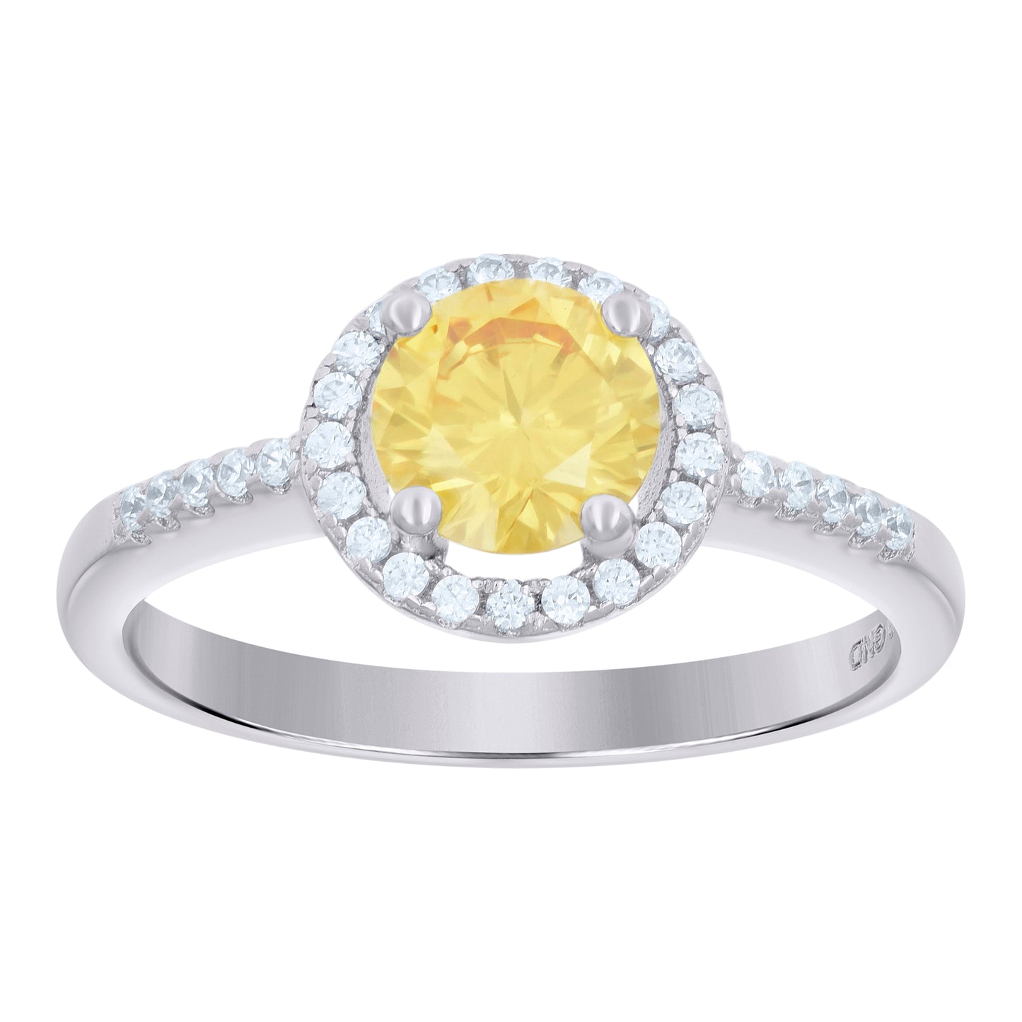 Sterling Silver Womens Yellow Cubic Zirconia Fashion Bridal Anniversary Wedding Engagement Band Ring