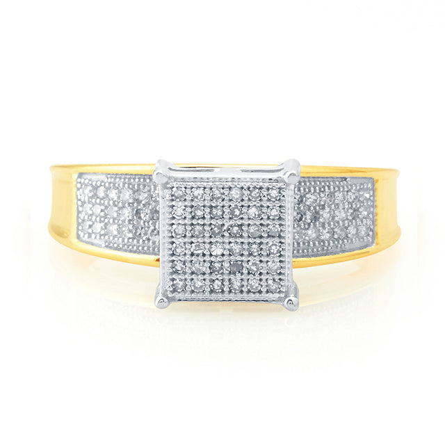 10K Yellow Gold 0.23- 0.25 Cttw Diamond Ladies Micropave Rings