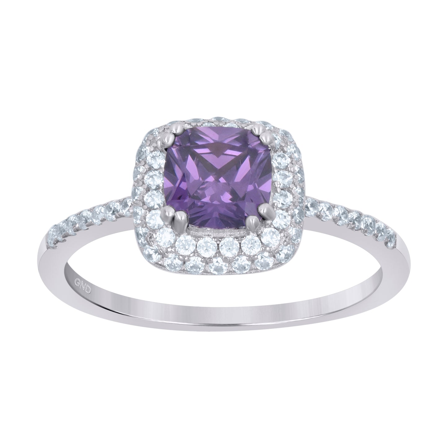 Sterling Silver Womens Purple Cubic Zirconia Halo Bridal Anniversary Wedding Engagement Band Ring