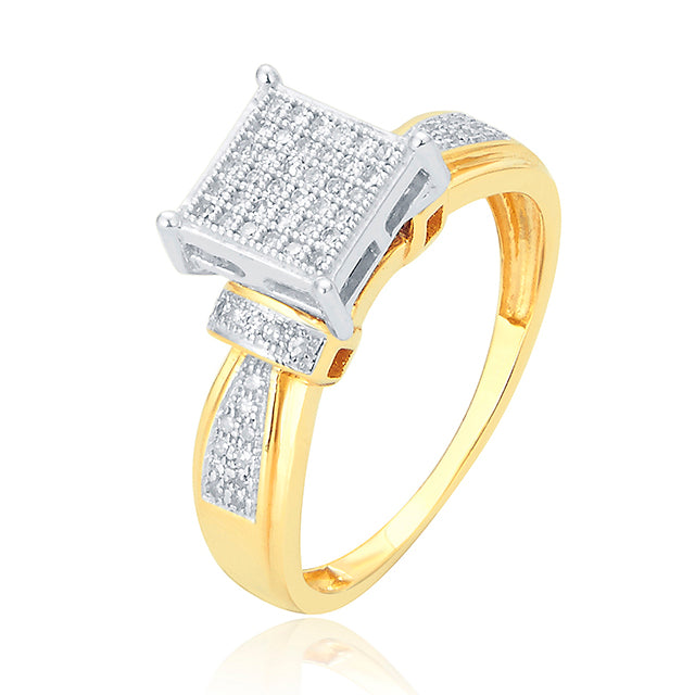 10K Yellow Gold 0.21-0.22 Cttw Diamond Ladies Micropave Rings