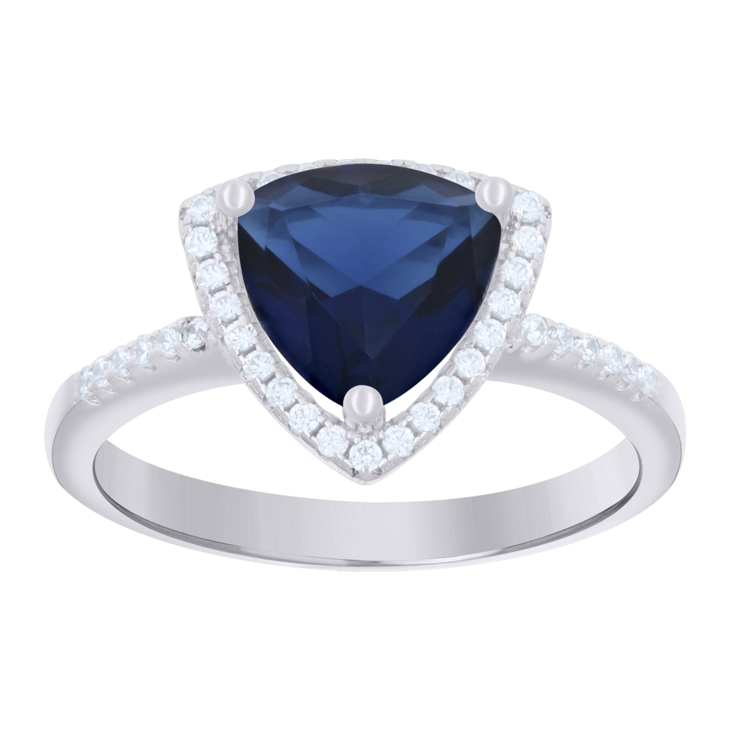 Sterling Silver Womens Royal Blue Trillion Cubic Zirconia Fashion Bridal Anniversary Wedding Engagement Band Ring