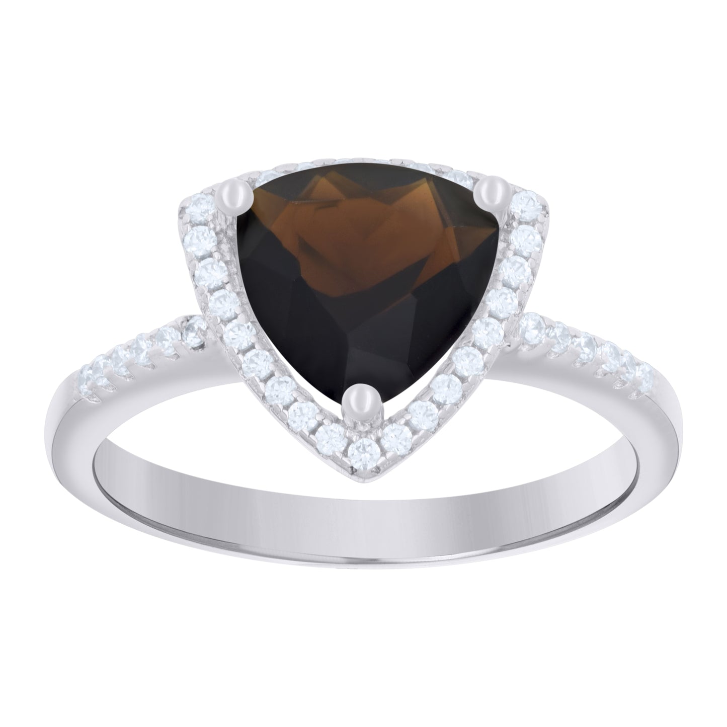 Sterling Silver Womens Brown Trillion Cubic Zirconia Fashion Bridal Anniversary Wedding Engagement Band Ring