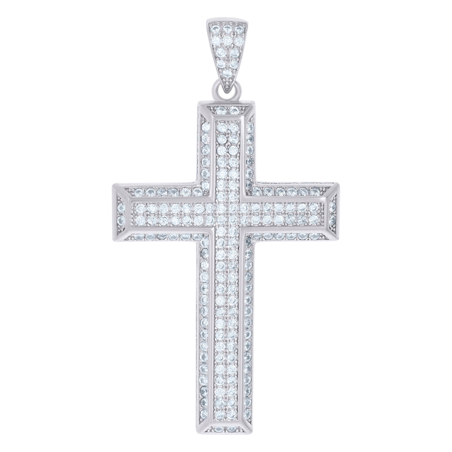 Sterling Silver Unisex Cubic Zirconia Cross Religious Charm Pendant