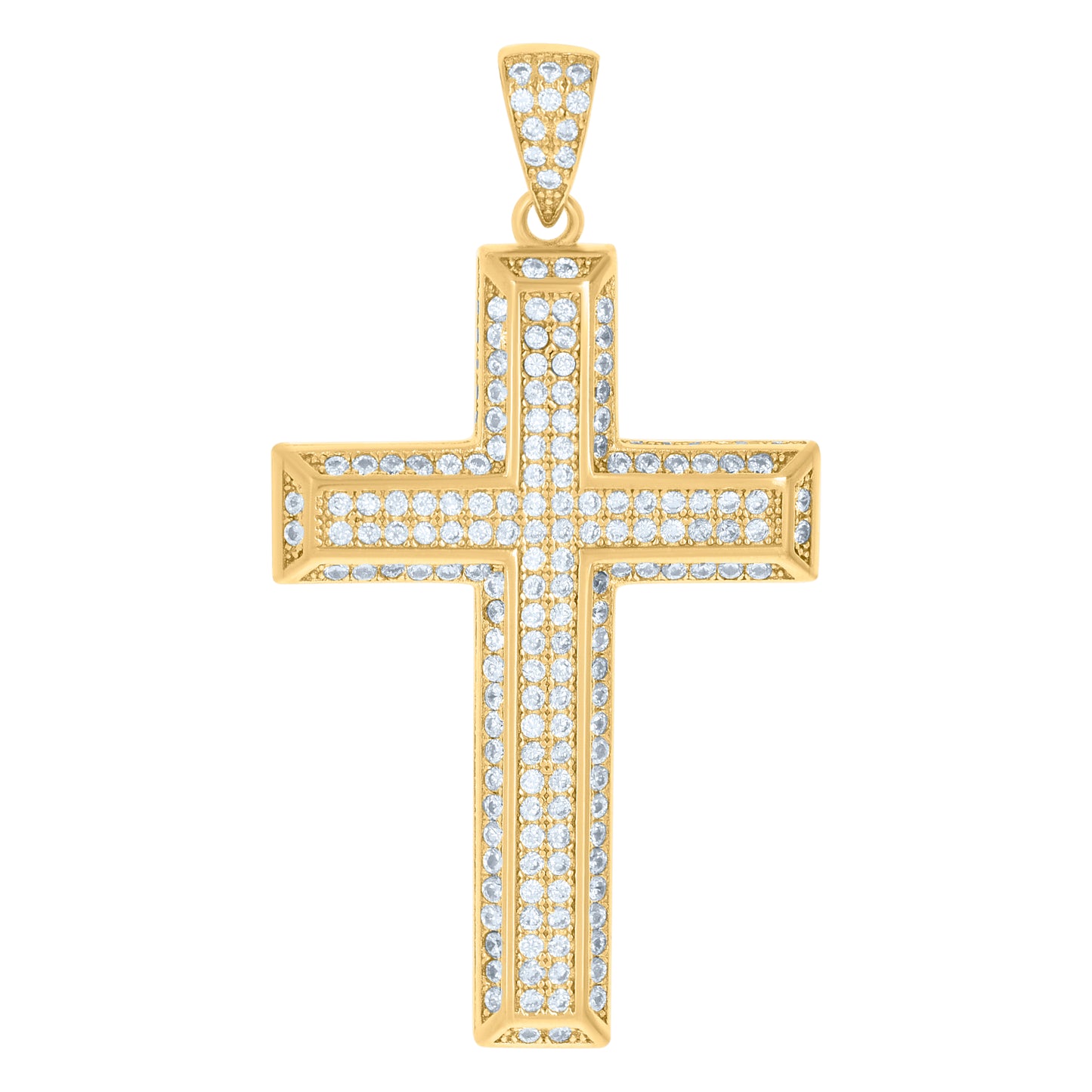 Sterling Silver Unisex Cubic Zirconia Cross Religious Charm Pendant