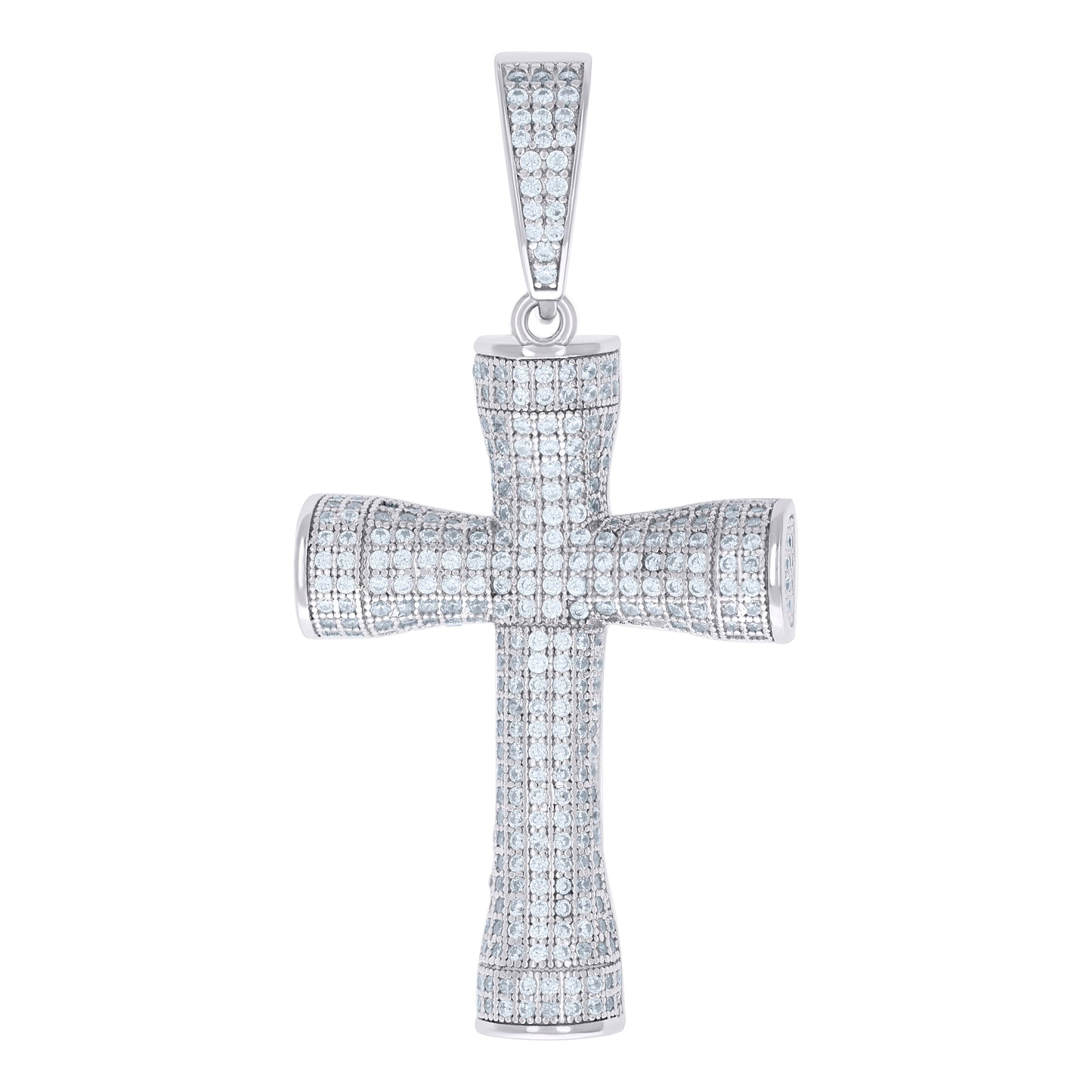Sterling Silver Unisex Cubic Zirconia Cross Religious Charm Pendant