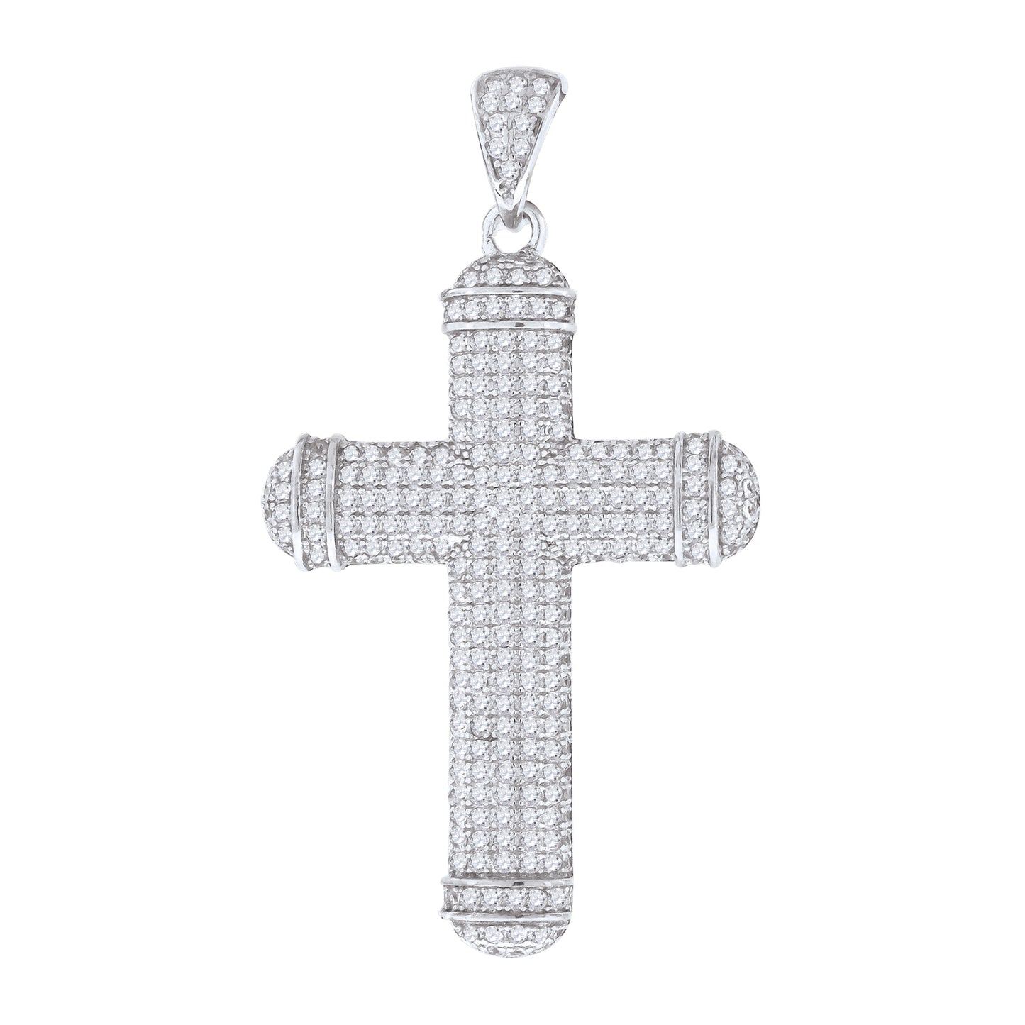 Sterling Silver Unisex Cubic Zirconia Cross Religious Charm Pendant