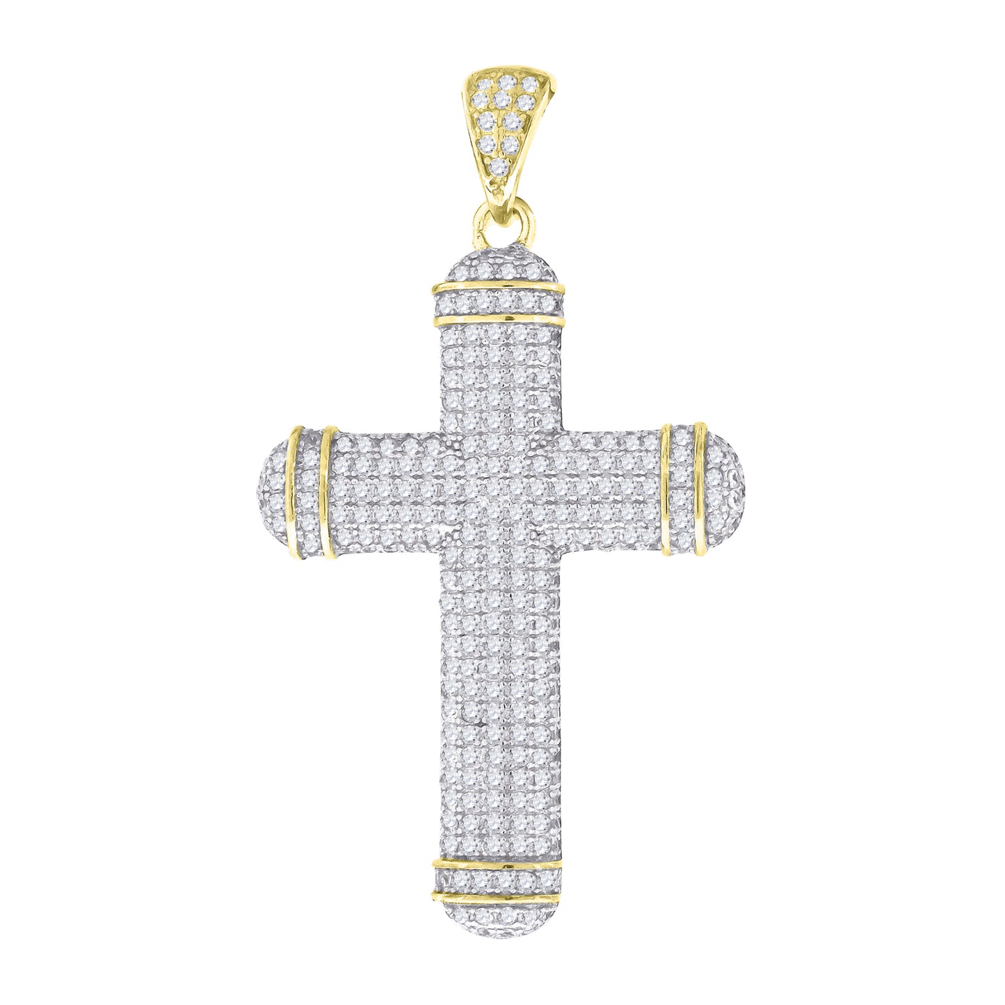 Sterling Silver Unisex Cubic Zirconia Cross Religious Charm Pendant