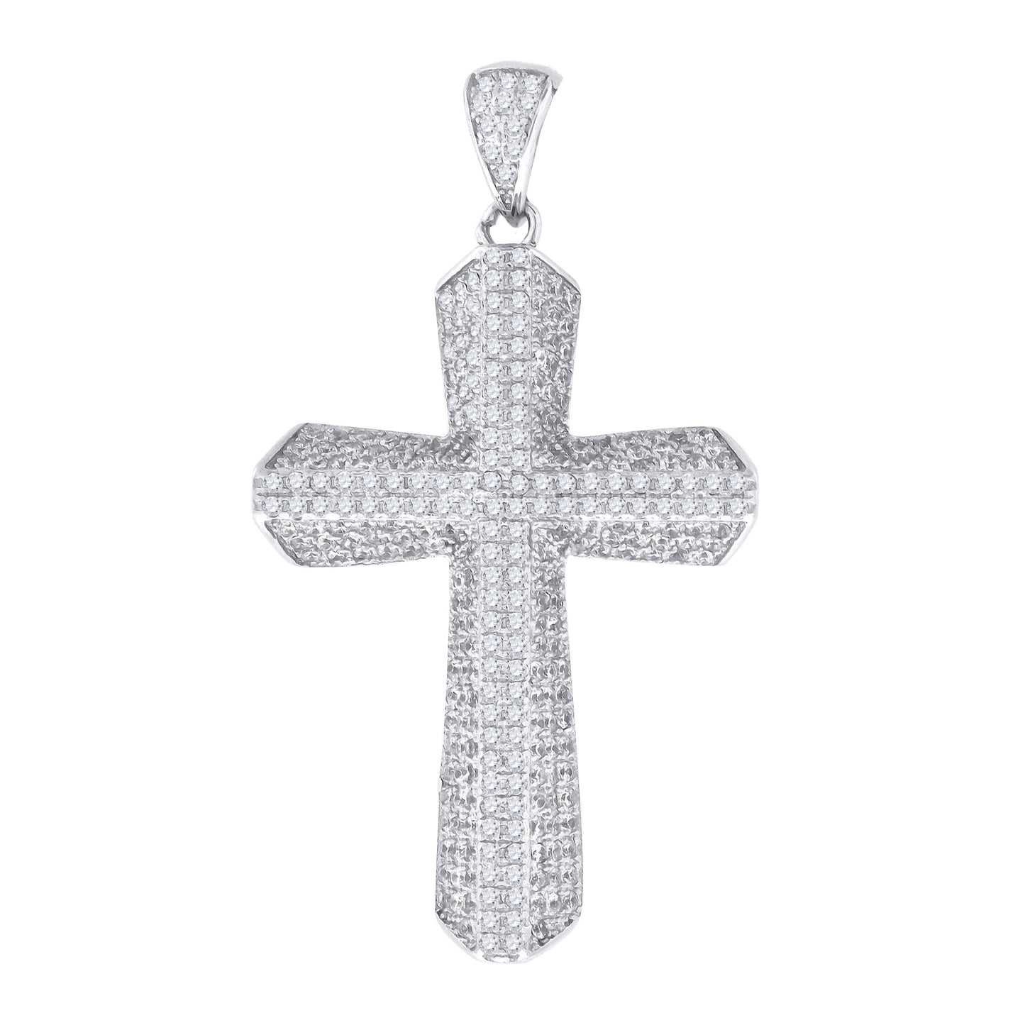 Sterling Silver Unisex Cubic Zirconia Cross Religious Charm Pendant