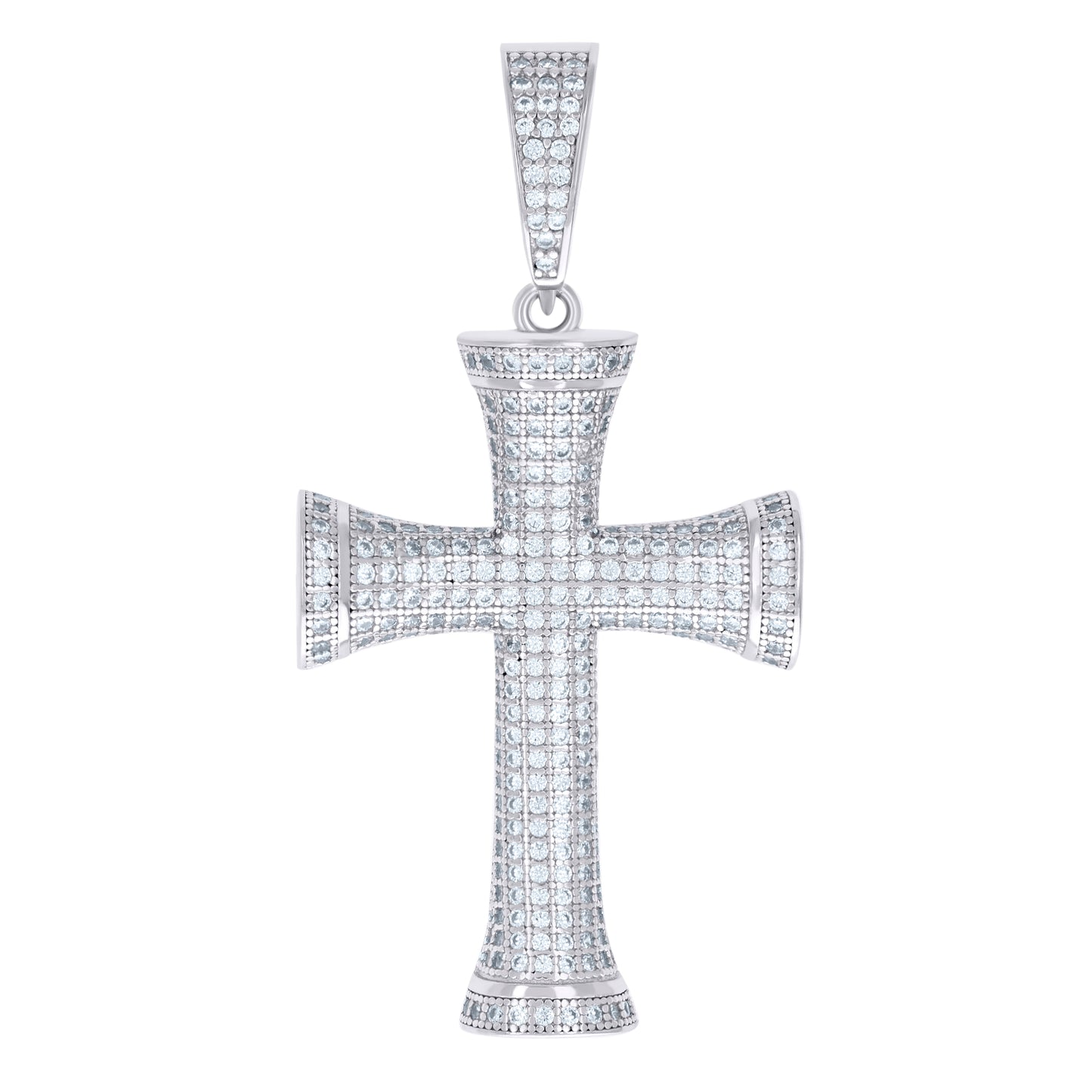 Sterling Silver Unisex Cubic Zirconia Cross Religious Charm Pendant