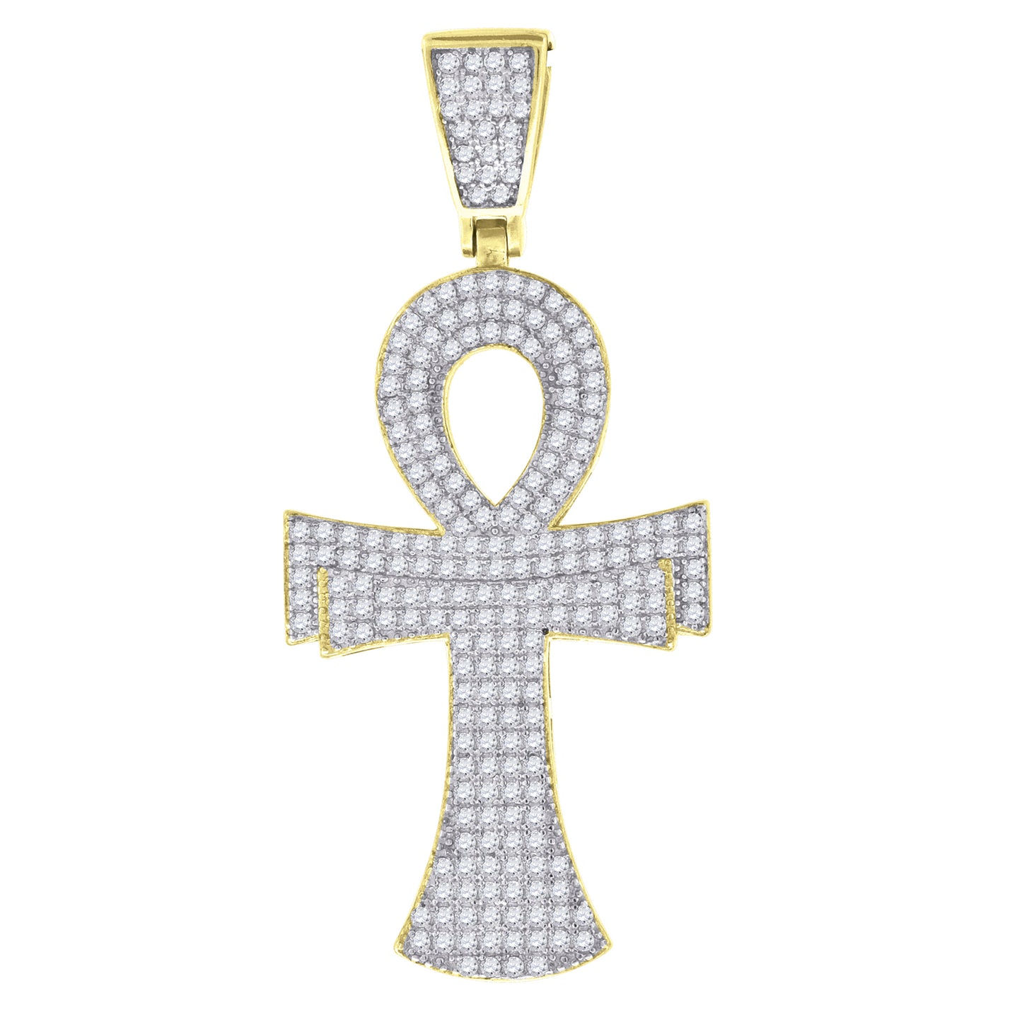 Sterling Silver Unisex Cubic Zirconia Ankh Cross Religious Charm Pendant