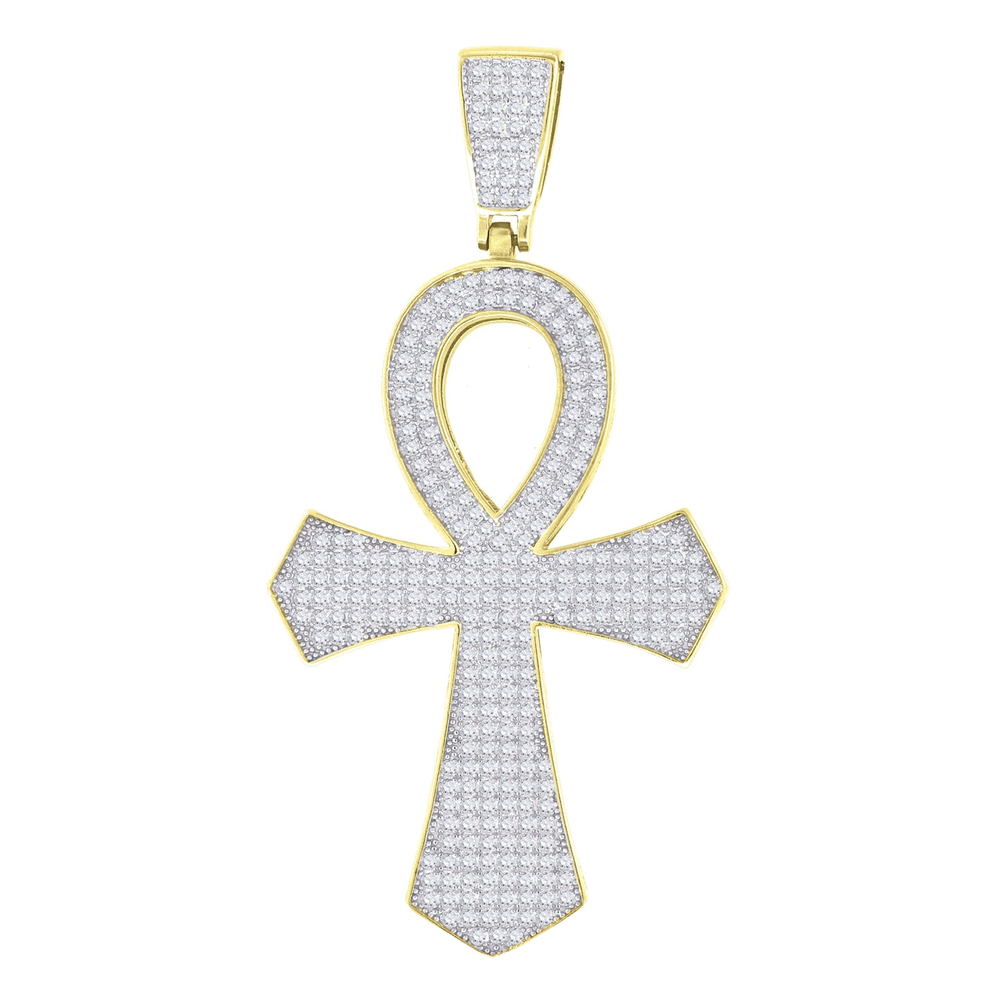 Sterling Silver Unisex Cubic Zirconia Ankh Cross Religious Charm Pendant
