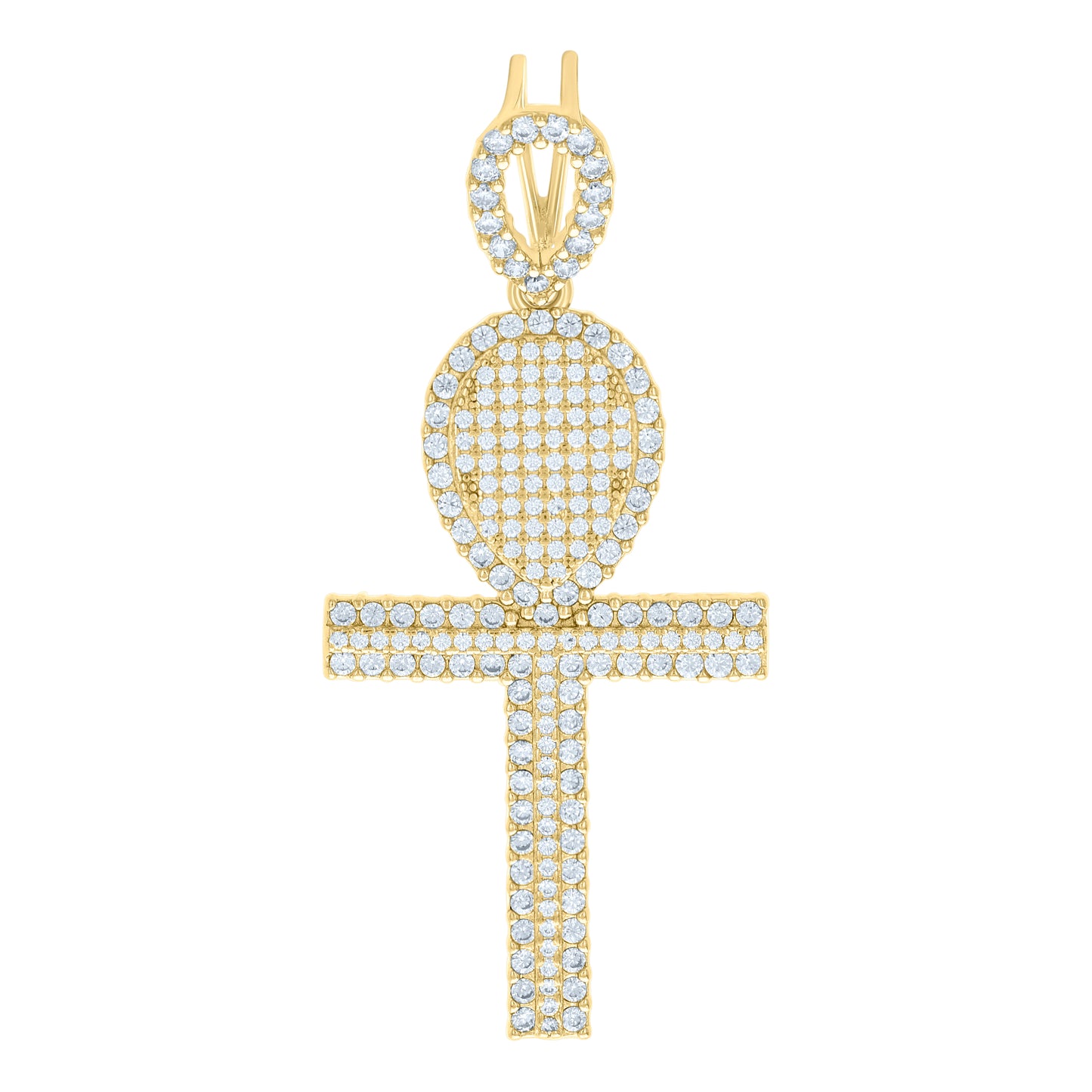 Sterling Silver Unisex Cubic Zirconia Ankh Cross Religious Charm Pendant