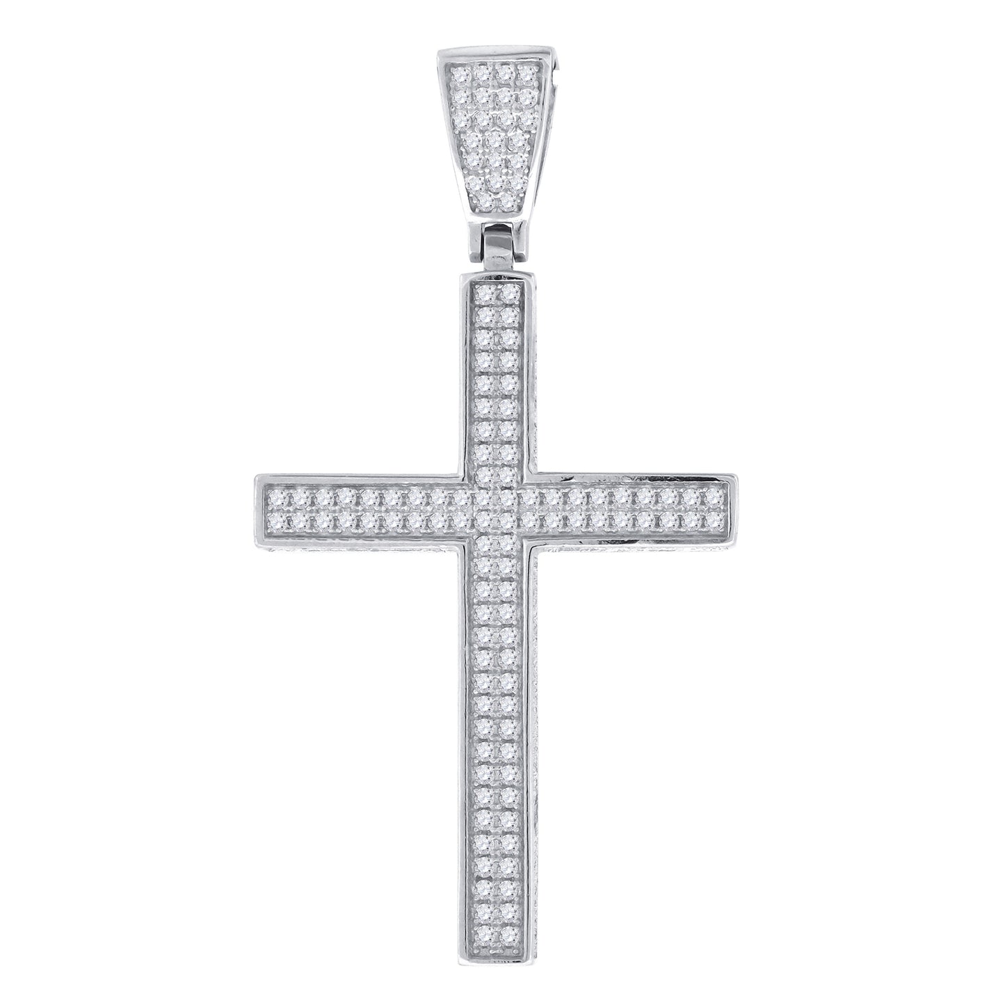 Sterling Silver Unisex Cubic Zirconia Cross Religious Charm Pendant
