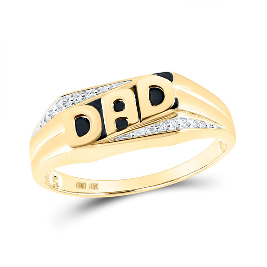 10K Yellow Gold Mens Round Diamond Dad Father Ring .01 Cttw, Mens Size: 7-13