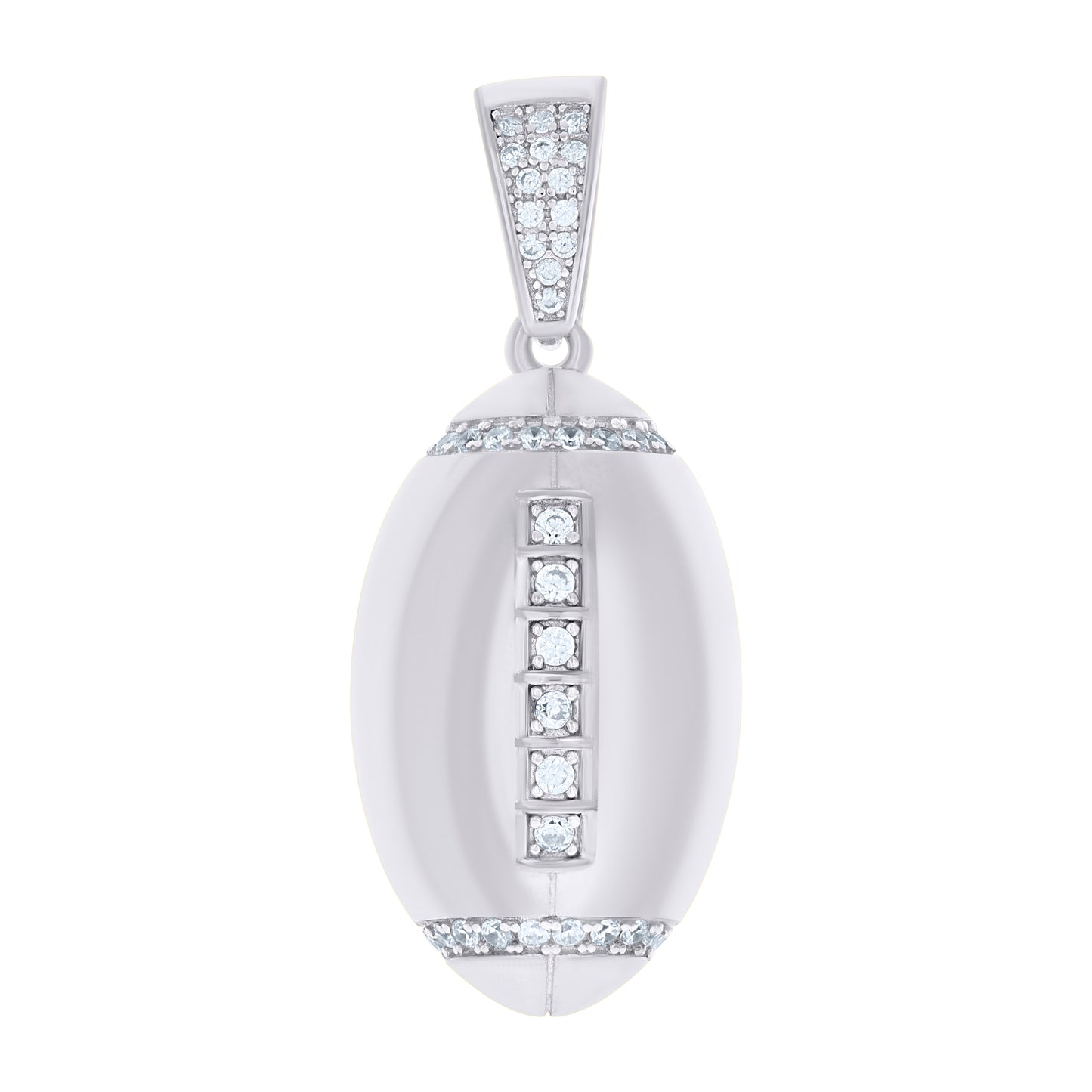 Sterling Silver Mens Round Cubic Zirconia Football Sports Cluster Fashion Charm Pendant
