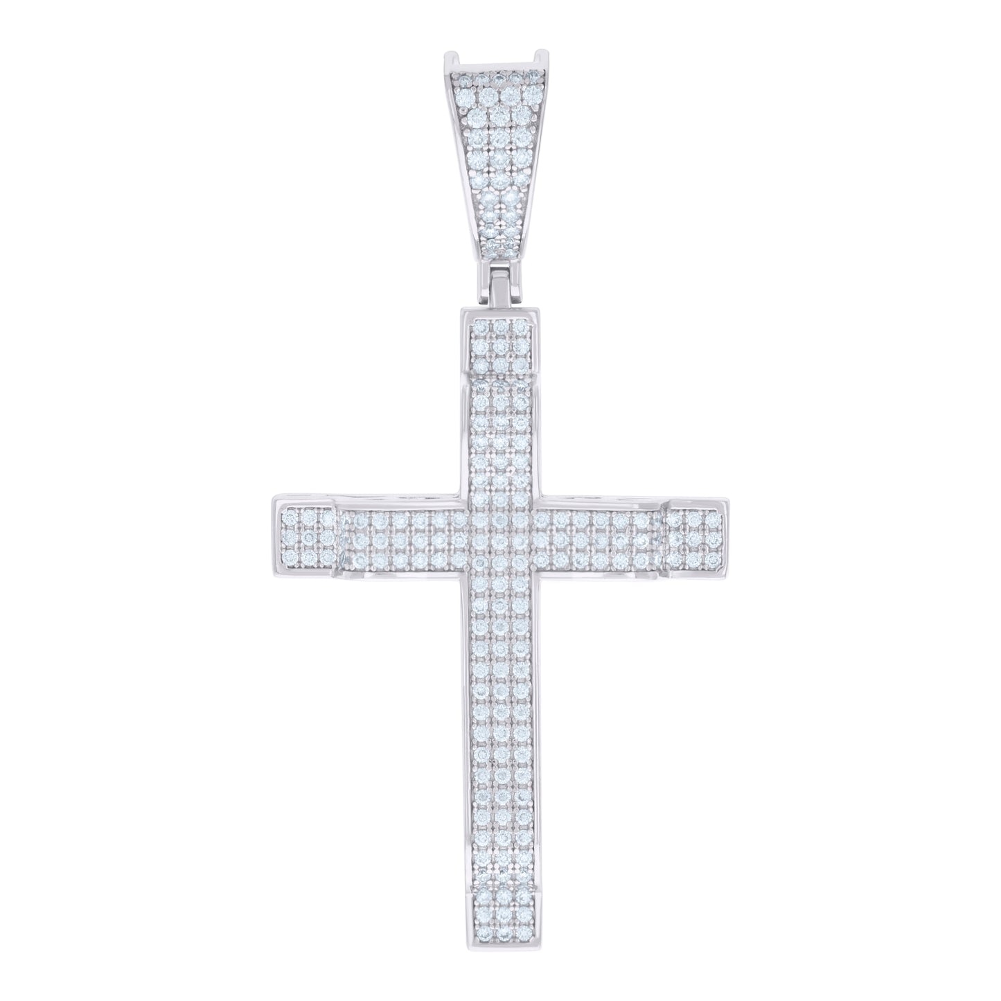 Sterling Silver Unisex Cubic Zirconia Cross Religious Charm Pendant