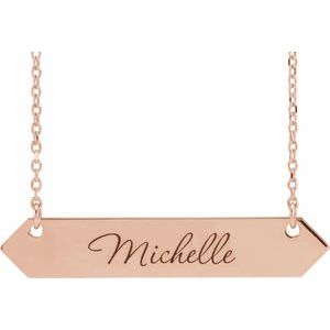 18K Rose Gold-Plated Sterling Silver Engravable Geometric 16-18" Necklace