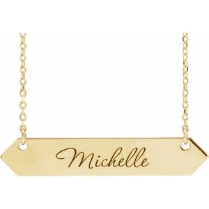 18K Yellow Gold-Plated Sterling Silver Engravable Geometric 16-18" Necklace