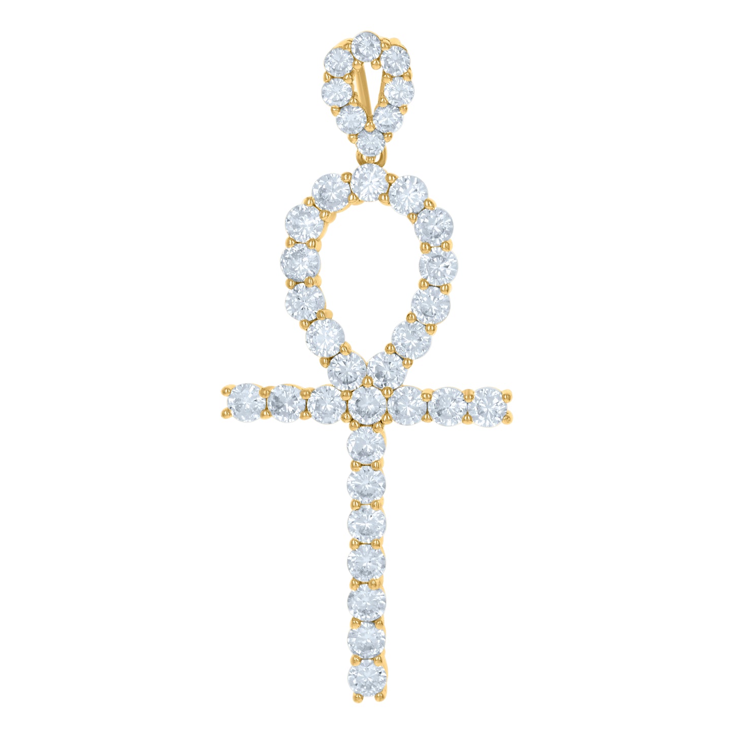 Sterling Silver Unisex Cubic Zirconia Ankh Cross Religious Charm Pendant