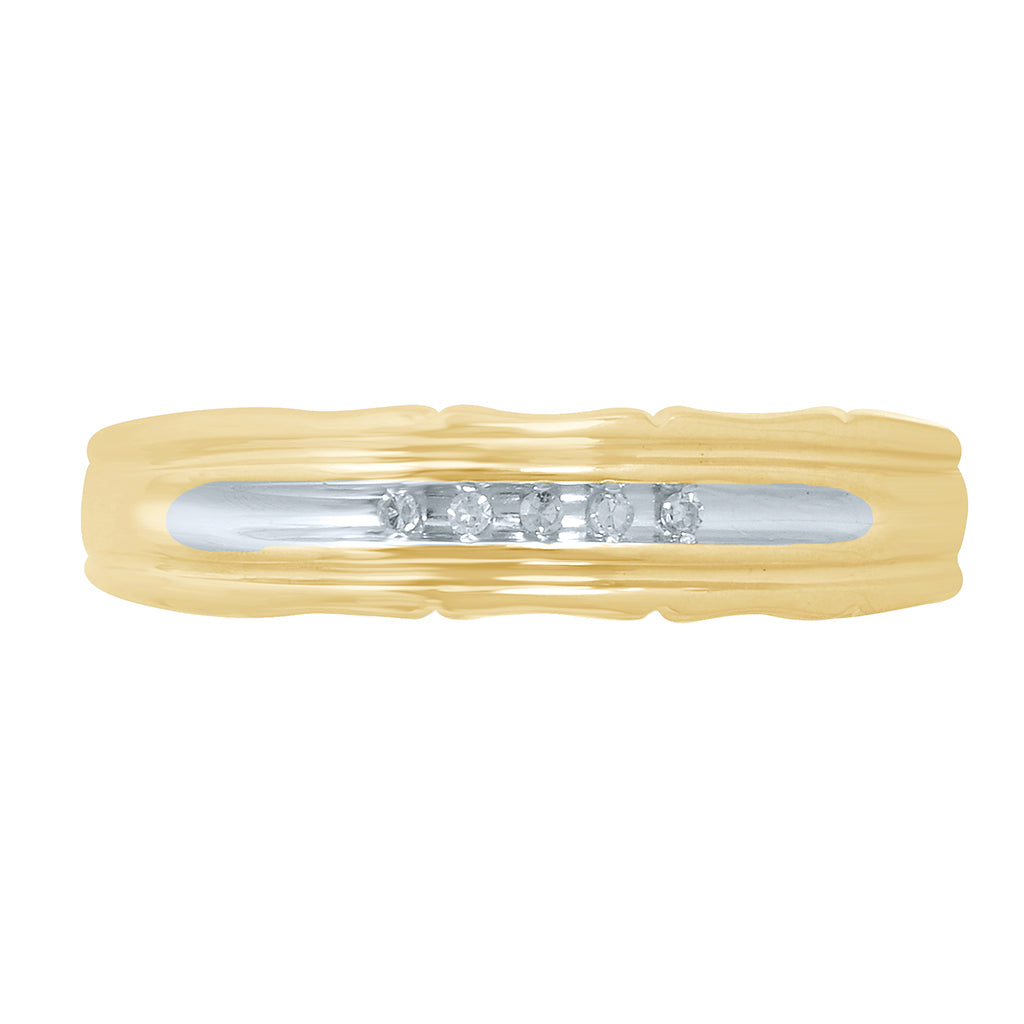 10K Yellow Gold 0.04 Cttw Diamond Mens Band