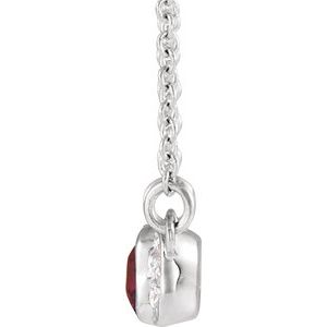 14K White Gold Emerald 6 X 4Mm G-H I1 Natural Mozambique Garnet And .02 Ctw Natural Diamond Bar Necklace, Length: 16 In