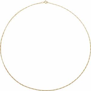 14K Yellow Or White Or Rose Gold Or Sterling Silver 1.28 mm Spring Ring Polished Figaro Chain