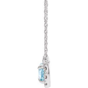 14K White Gold Pear 8 X 5Mm G-H I1 Natural Sky Blue Topaz And 1/5 Ctw Natural Diamond Necklace, Length: 16 In