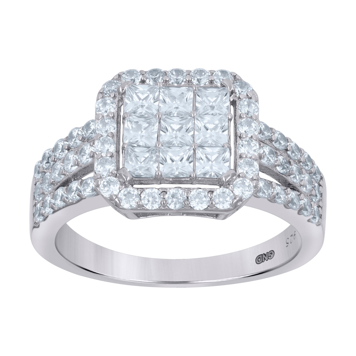Sterling Silver Womens Princess Cut Cubic Zirconia Square Head Bridal Anniversary Engagement Wedding Ring