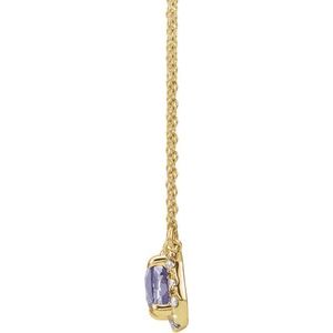 14K Yellow Gold Emerald 7 X 5Mm G-H I1 Natural Tanzanite And 1/5 Ctw Natural Diamond Necklace, Length: 18 In