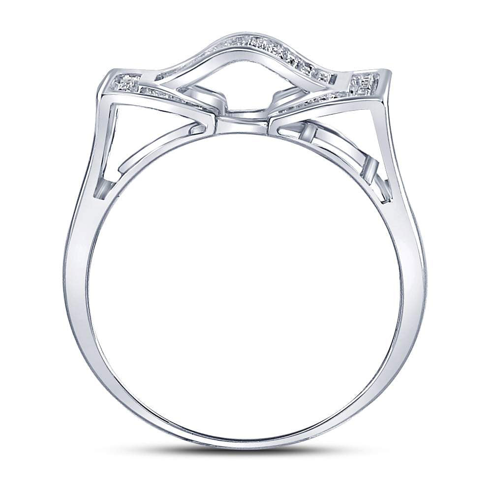 Sterling Silver Mens Round Diamond Domed Rectangle Cluster Ring 1/8 Cttw, Mens Size: 7-13
