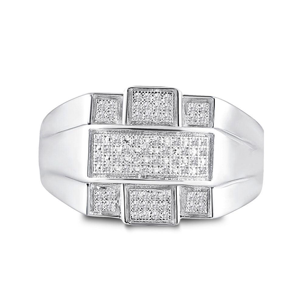 Sterling Silver Mens Round Diamond Cross Fashion Ring 1/6 Cttw, Mens Size: 7-13