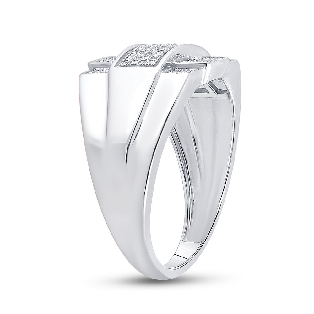 Sterling Silver Mens Round Diamond Cross Fashion Ring 1/6 Cttw, Mens Size: 7-13