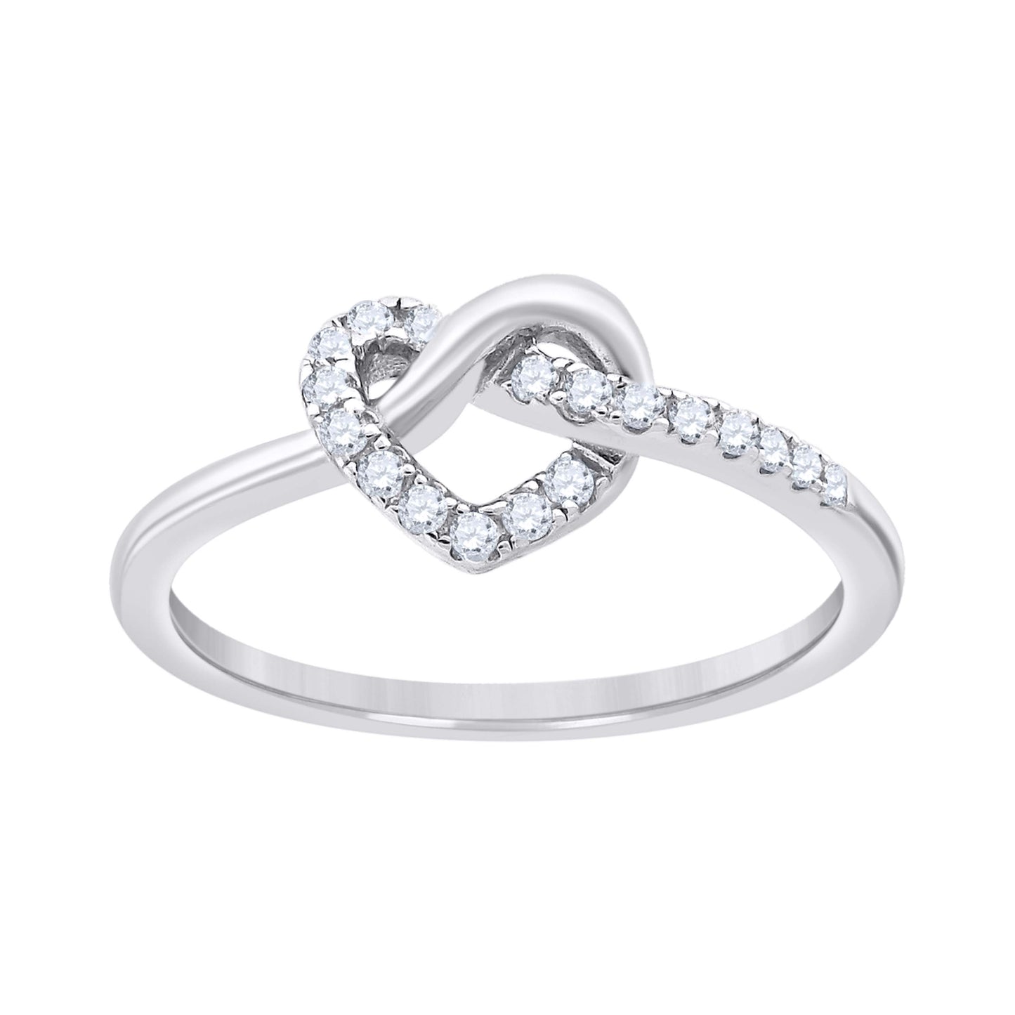 Sterling Silver Womens Cubic Zirconia Love Knot Heart Adjustable Toe Bridal Anniversary Wedding Engagement Band Ring