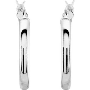 Sterling Silver Pair Hoop Earrings, Length: 20 Mm, Thickness: 3 Mm