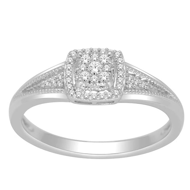 10K White Gold 0.15 Cttw Diamond Ladies Ring