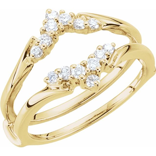 14K Yellow Gold Round 1.7 Mm Polished 1/4 Ctw Natural Diamond Ring Guard, Size 6