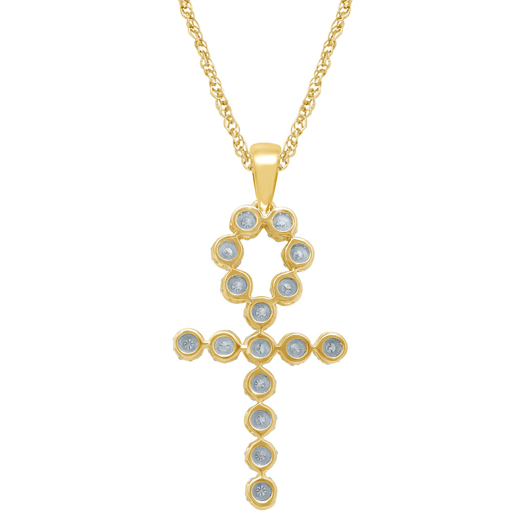 10K Yellow Gold 0.76 Cttw Diamond Ankh Pendant