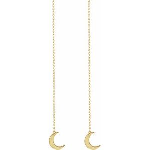 14K Yellow Gold 90 X 7.3 Mm Pair Backless Polished Crescent Chain Earrings