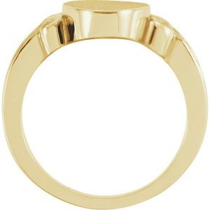 10K Yellow Gold Oval 15.2 X 9.2 Mm Brush Polished Signet Ring Size 6
