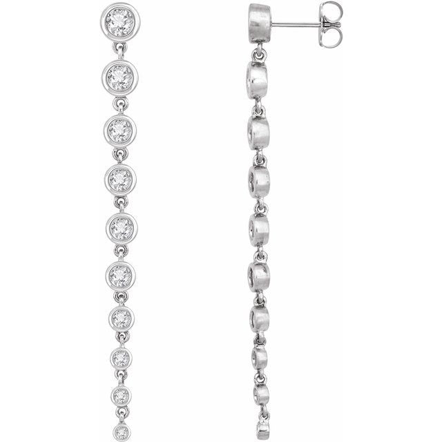 14K Yellow Or White Gold 3.8 Mm Round Friction Back Polished 2 Ctw Lab-Grown Diamond Graduated Earrings