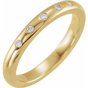 14K Yellow Gold Round 1.5 Mm 2.5 Mm Si2-Si3, G-H Polished .07 Ctw Natural Diamond Anniversary Band Size 5